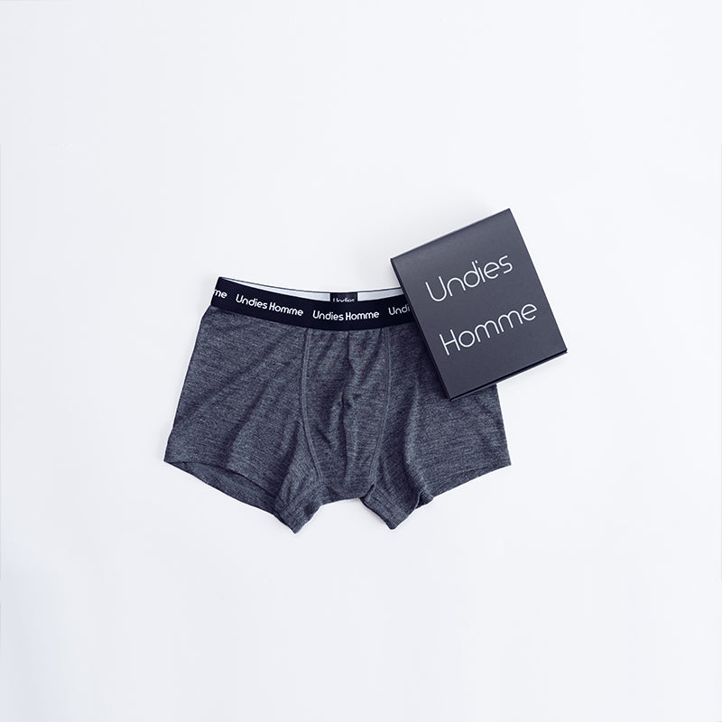 ボクサーパンツ(グレー)｜メリノウール素材アンダーウェア - Undies Homme